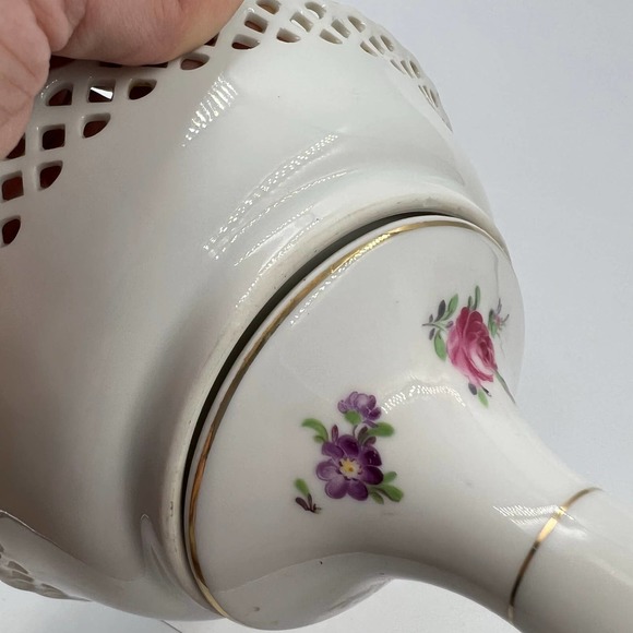 Vintage China Floral Princess Scalloped Edge Serving Candy Dish W Stand Unique - Picture 3 of 12